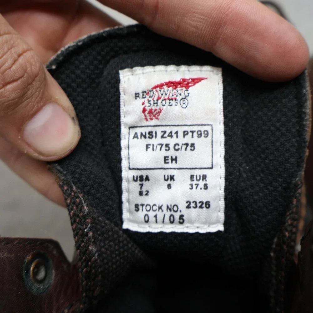 Red Wing Mens 7 E2 Work Boots Brown Leather Rugged 6-Inch SuperSole Logger Wide‎